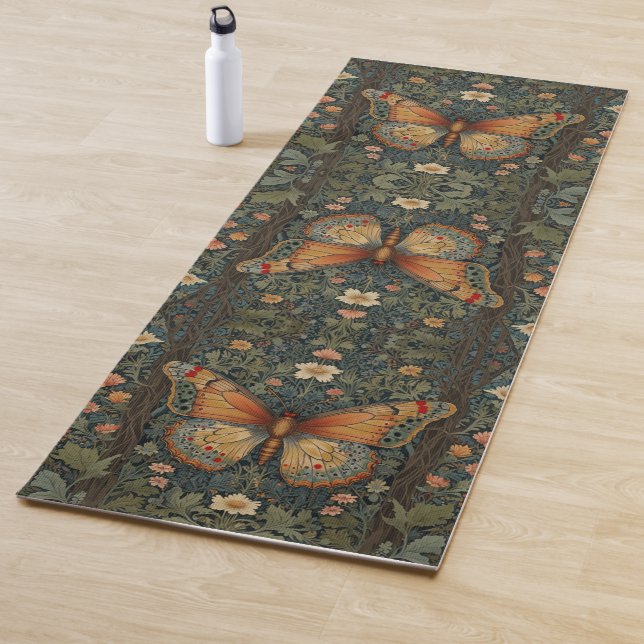 Elegantes Retro-Boho Schmetterling botanisches Grü Yogamatte (Beispiel)
