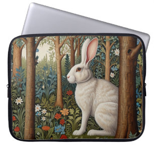 Elegantes Retro-Boho weißes Kaninchenwald mit Blüt Laptopschutzhülle