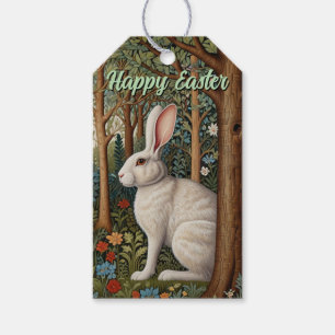 Elegantes Retro-Boho weißes Kaninchenwald Ostern Geschenkanhänger