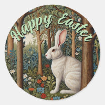 Elegantes Retro-Boho weißes Kaninchenwald Ostern