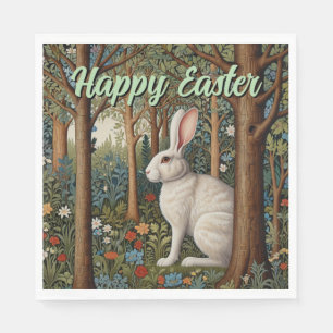 Elegantes Retro-Boho weißes Kaninchenwald Ostern Serviette