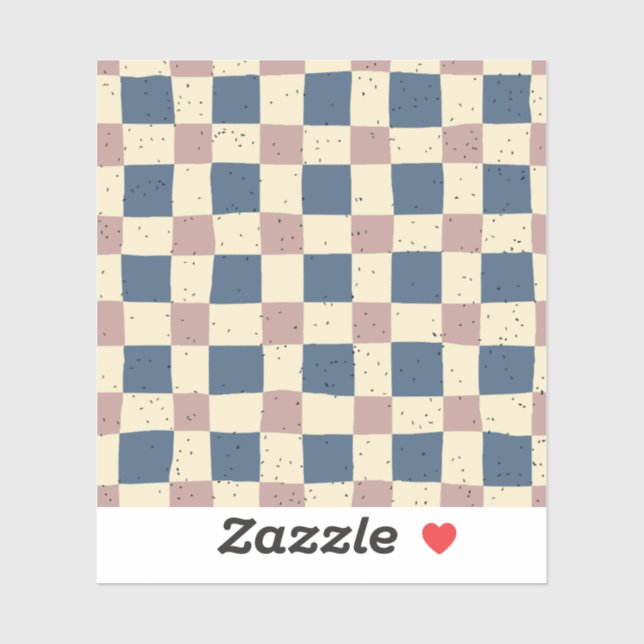 Elegantes Retro Gingham Blue Pink Scrapbooking Aufkleber (Blatt)