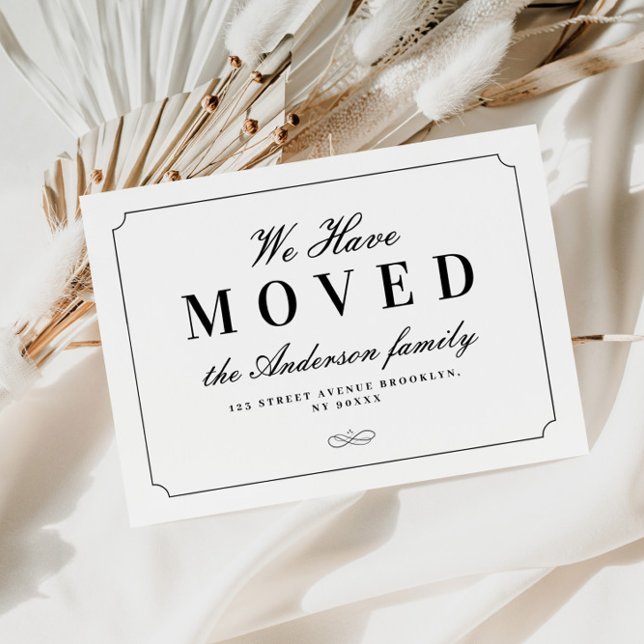 elegantes Retro-Look Rahmen neue Adresse bewegt Postkarte (Von Creator hochgeladen)