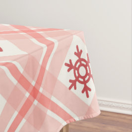Elegantes Retro-Rosa Schneeflocken und rotes Herzm Tischdecke