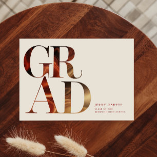 Elegantes Retro-Schrift Grad Foto Abitur Ankündigung