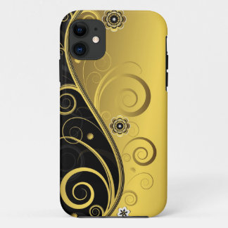 Elegantes Retro Schwarzes und Goldblumenstrudel title_seo2