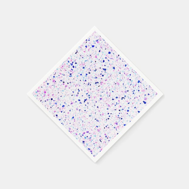 Elegantes Retro Terrazzo Lila weißes Muster Serviette (Ecke)