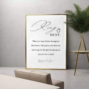 Elegantes Ring Hunt Brautparty Game Sign Poster