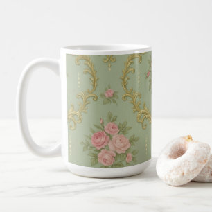 Elegantes Rokoko-Blumenmuster in sanften Pastelltö Kaffeetasse