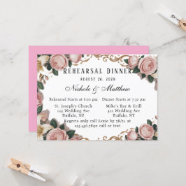 Elegantes Rokoko Peonies Probe Dinner Einladung