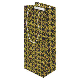 Elegantes Rokoko-Revival-Gold- und Holzkohle-Baroc Geschenktüte Für Weinflaschen