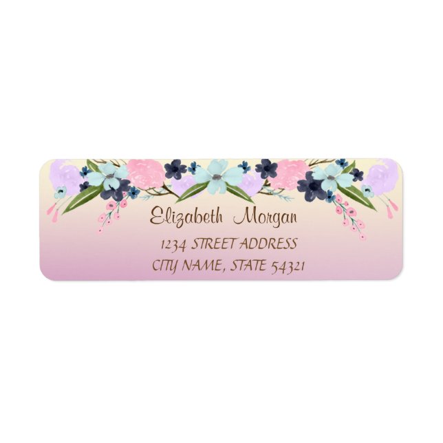 Elegantes Romantik,Ombre,Blume-Adressetikett (Vorne)