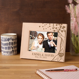 Elegantes romantisches Baumherz Hochzeit für Paare Geätzte Rahmen