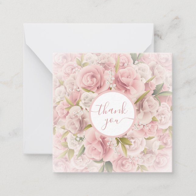 elegantes romantisches Dankeschön an Rose floral Mitteilungskarte (Vorderseite)