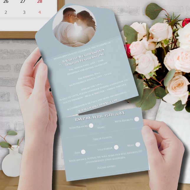 Elegantes Romantisches Foto Monogram Wedding All In One Einladung (Von Creator hochgeladen)