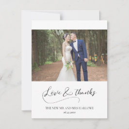 Elegantes romantisches Hochzeitsszenario-Foto Dankeskarte