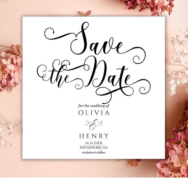 Elegantes Romantisches Kalligraphieskript Save The Date (Von Creator hochgeladen)