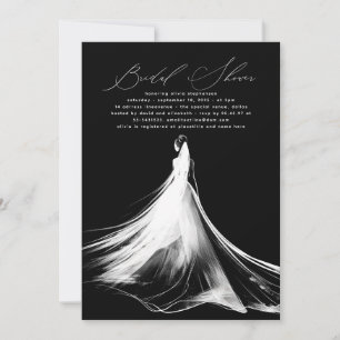 Elegantes romantisches Minimalistisches Schwarzes Einladung