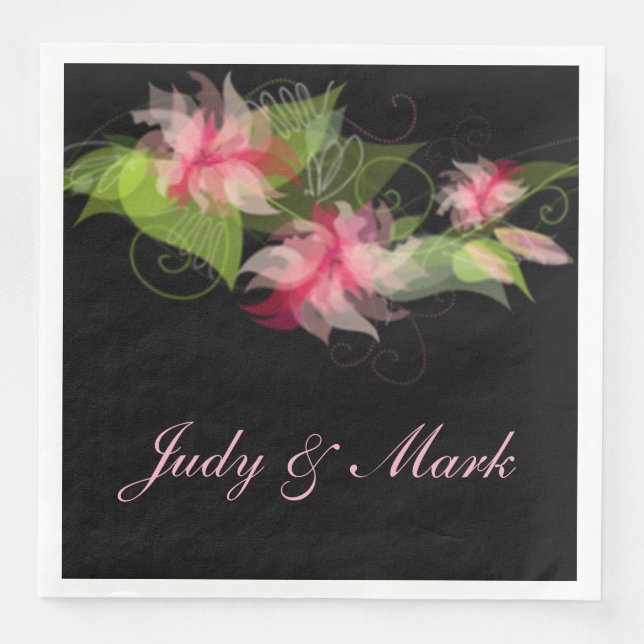 Elegantes Romantisches rosa Blume Papier Napkins Serviette (Vorderseite)