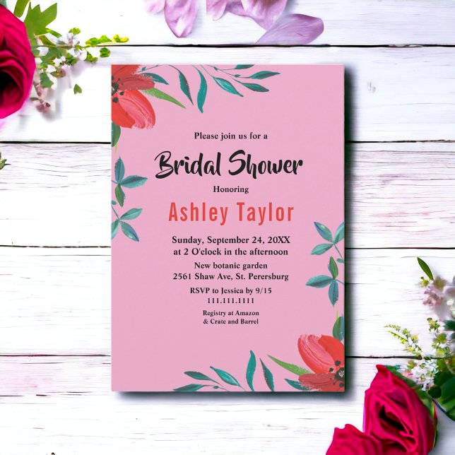 Elegantes Romantisches Rosa Brautparty Einladung (Von Creator hochgeladen)