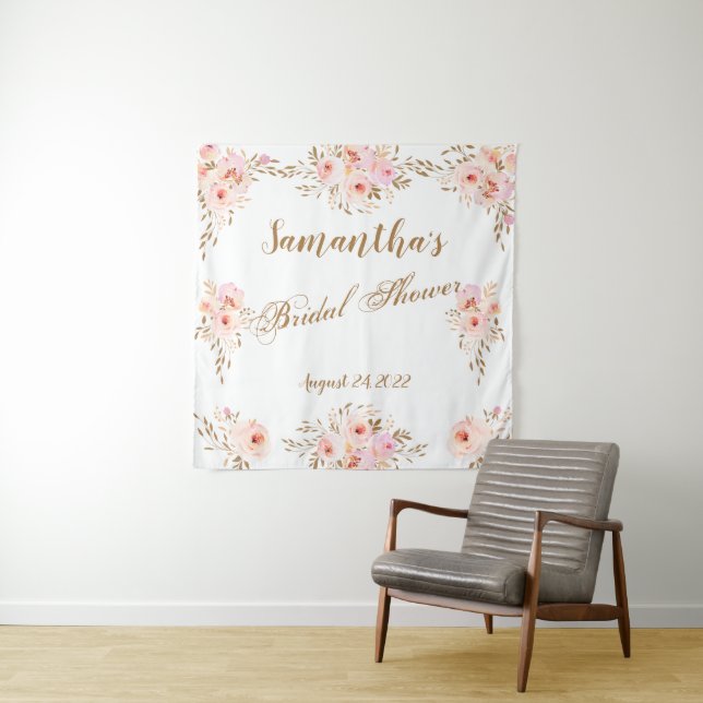 Elegantes Romantisches Rosa Brautparty Wandteppich (Beispiel)
