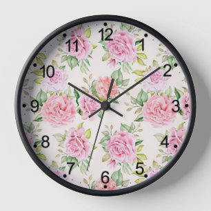 Elegantes romantisches Rosen-Blumenmuster Uhr