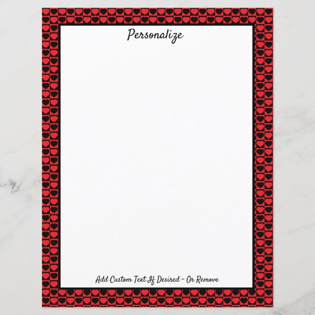 Elegantes Romantisches Rot und Schwarzes Herz pers (Vorderseite)