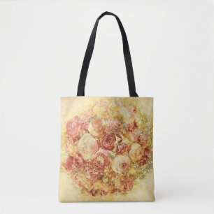 Elegantes romantisches Shabby Chic Cream & Pink Ro Tasche