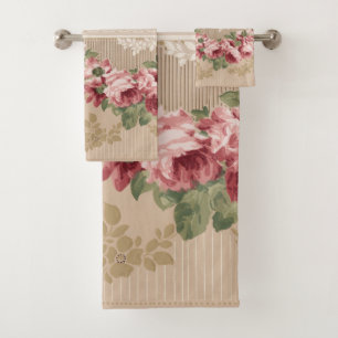 Elegantes romantisches Viktorianisches Rosa Badhandtuch Set