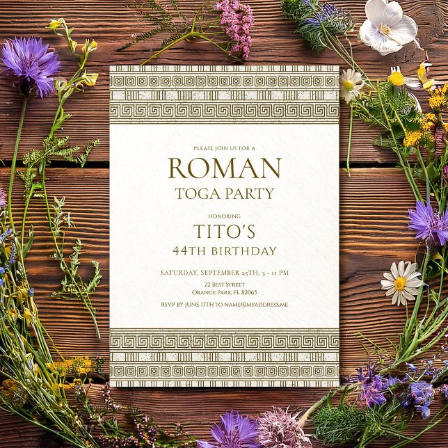 Elegantes römisches Toga-Party mit Steinelementen Einladung (Von Creator hochgeladen)