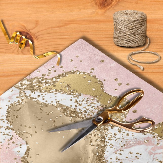 Elegantes Rosa Agate Gold Glitzer Inlay Seidenpapier (Von Creator hochgeladen)