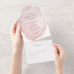 Elegantes rosa Aquarell Gold Rahmen Bat Mitzvah All In One Einladung<br><div class="desc">Diese moderne Einladung besticht durch einen hübschen Aquarellspritzguss mit Goldfolienakzenten der Imitate. Verwenden Sie das einfache Vorlagenformular,  um Ihren Text hinzuzufügen,  oder verwenden Sie die Funktion Anpassen.</div>