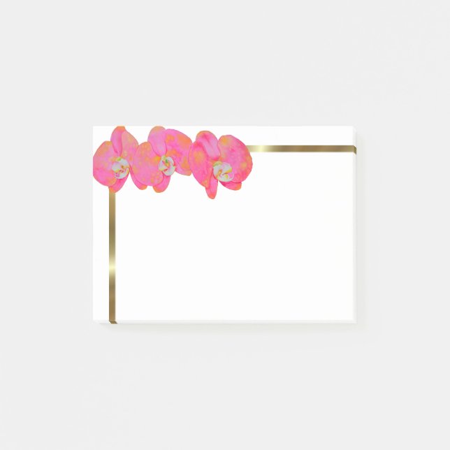 Elegantes rosa Aquarell Orchid Gemälde Post-it Klebezettel (Vorderseite)