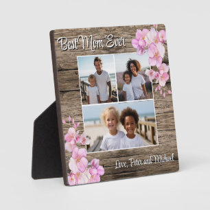 Elegantes, rosa Aquarellblumen personalisieren 3 F Fotoplatte