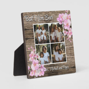 Elegantes, rosa Aquarellblumen personalisieren 4 F Fotoplatte