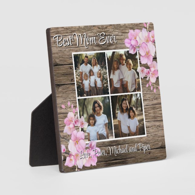 Elegantes, rosa Aquarellblumen personalisieren 4 F Fotoplatte (Vorderseite)