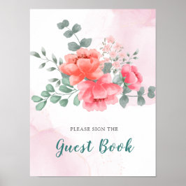 Elegantes Rosa Aquarellbuch Poster