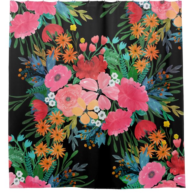 Elegantes rosa Aquarellfarben Blumenmodedesign Duschvorhang (Vorderseite)