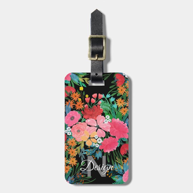 Elegantes rosa Aquarellfarben Blumenmodedesign Gepäckanhänger (Vorderseite vertikal)