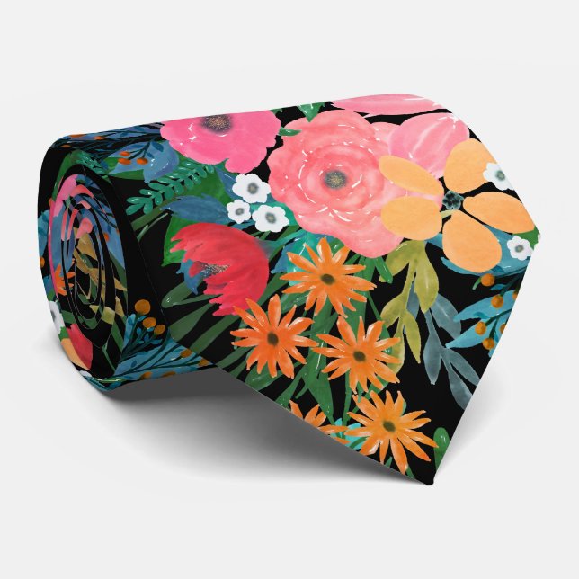 Elegantes rosa Aquarellfarben Blumenmodedesign Krawatte (Gerollt)