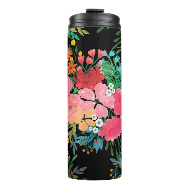 Elegantes rosa Aquarellfarben Blumenmodedesign Thermosbecher (Vorderseite)