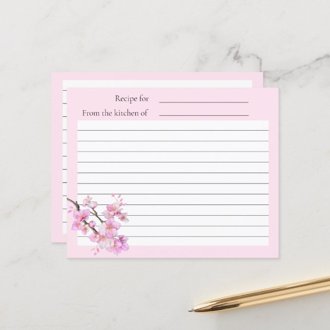 Elegantes Rosa Aquarellkirschenskript (Vorderseite/Rückseite Beispiel)