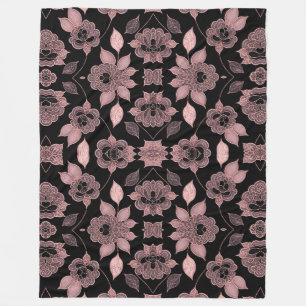 Elegantes Rosa auf schwarzer Spitze im Vintagen St Fleecedecke