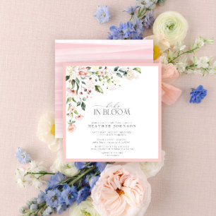 Elegantes Rosa Baby in Bloom Script Mädchen Babypa Einladung