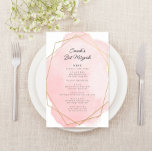 Elegantes rosa Bat Mitzvah Party Paper Menu Flyer<br><div class="desc">Dieses moderne Design besticht durch Ihren eigenen Text auf einem Aquarellplatz,  der in einem geometrisch geformten Rahmen in Gold umrissen ist. Fügen Sie den Text mithilfe des Vorlagenformulars hinzu. Über die erweiterten Editiermenüs,  auf die Sie mit dem Design-Tool zugreifen können,  können Sie die Schriftart und das Layout ändern.</div>