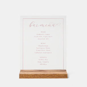 Elegantes rosa-beiges Bar-Menü-Schild Acrylschild