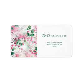 Elegantes Rosa Berries Weihnachten Adressaufkleber