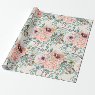 Elegantes rosa Blätter Geschenkpapier