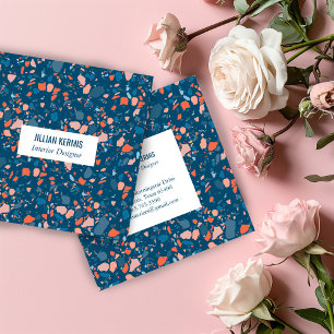 Elegantes rosa Blau des schicken Terrazzo Quadratische Visitenkarte