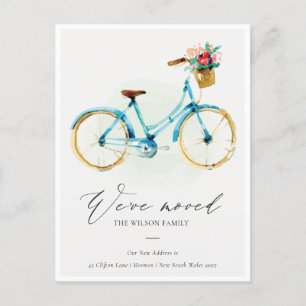 Elegantes Rosa Blau Gelbes Florales Fahrrad Wir si Postkarte